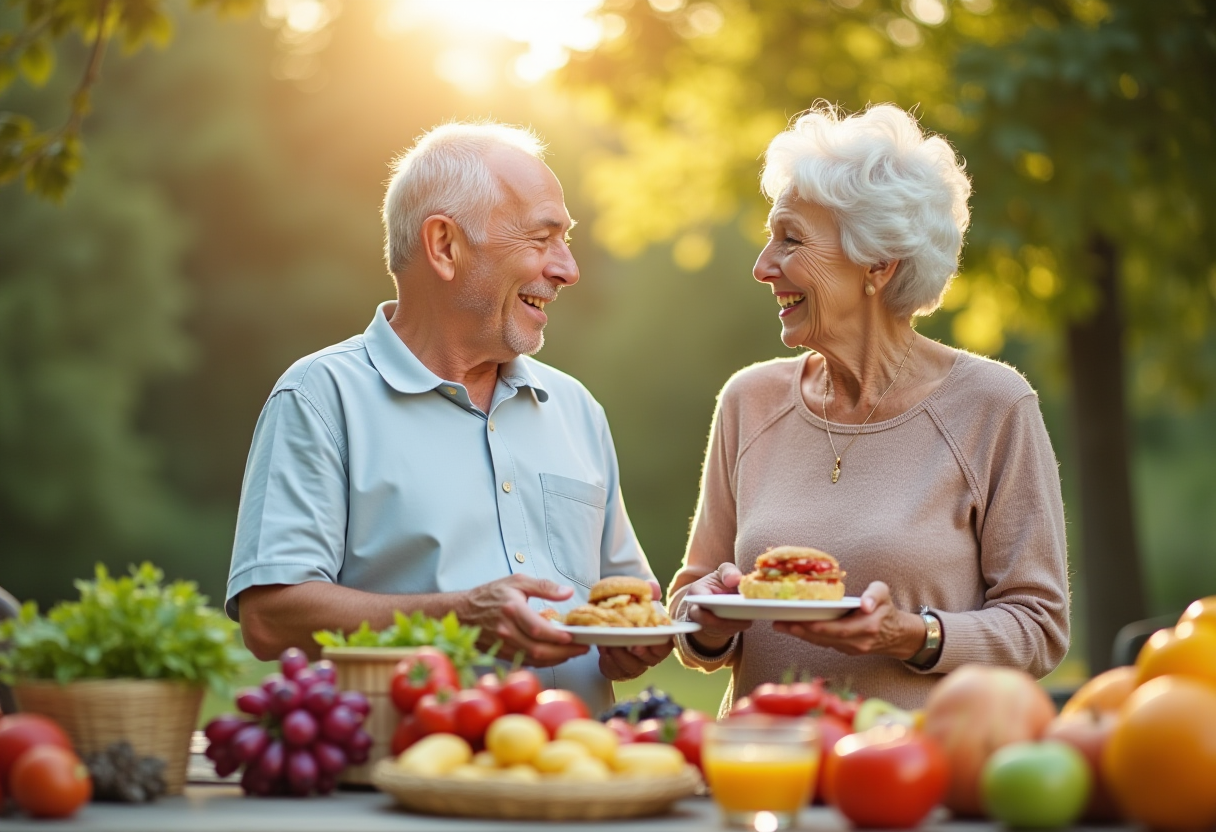 Възрастни хора готвят здравословна храна